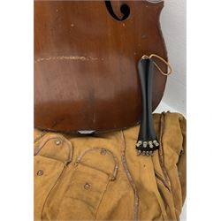 German Saxony three-quarter size cello for restoration, c1920, with 69cm two-piece maple back and ribs and two-piece spruce top, L111cm overall; with bow and canvas carrying case