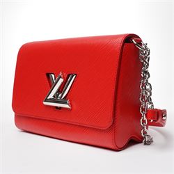 Louis Vuitton - ‘Twist’ MM Bag, the model introduced for the Cruise 2015 collection under Nicolas Ghesquière, in structured Coquelicot red Epi leather, with silver-tone LV twist-lock fastening and chain and carrying handle, with detachable flat leather shoulder or crossbody strap, unused with original box and dust bag
