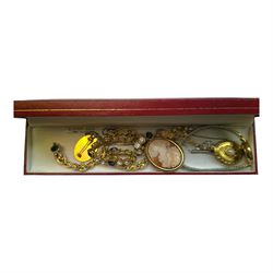 9ct gold Cameo brooch, hallmarked, Pandora necklace, silver necklaces and costume jewellery 