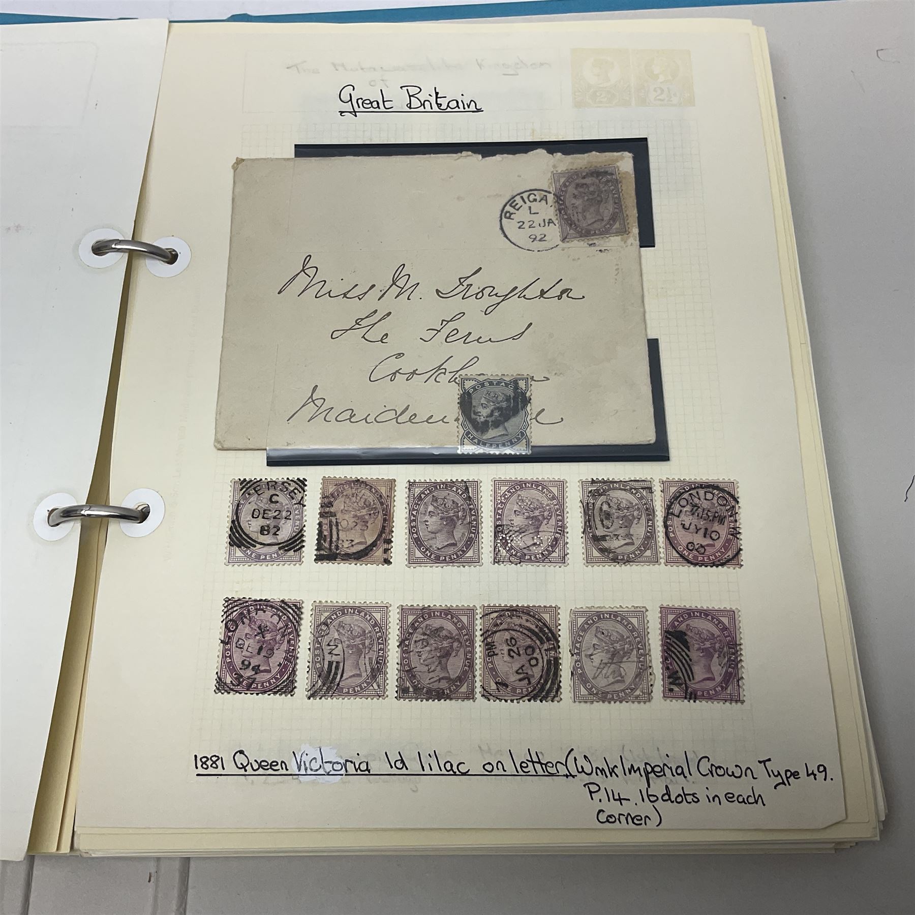 Great British Queen Victoria and later stamps, including imperf penny reds, perf penny reds, half penny 'bantams', small number of stamps on pieces or covers, one penny lilacs with block and pairs, 1883-84 two shillings sixpence, five shillings and ten shillings, various King Edward VII issues,  King George V seahorses etc