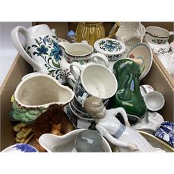 Wedgwood and Coalport 'Countryware' pattern ceramics, to include teapot, toast rack, napkin rings, jug, oval dish, sauce boat and saucer, etc, together with other ceramics to include Hornsea Fauna vase, Sylvac Apple Blossom pattern bowl, Sylvac jug in the form of a sack, no. 406, two Nao figures, tea wares, silver plated cutlery etc