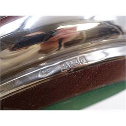 Modern silver mounted bottle coaster, of plain circular form with turned mahogany centre, hallmarked W I Broadway & Co, Birmingham 1979, D13cm