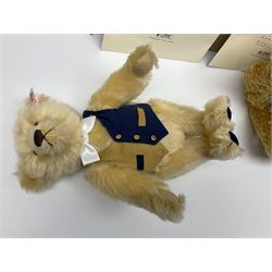 Two modern Steiff limited edition teddy bears - Prince William's 21st Birthday Bear with growler mechanism No.58/1500 H35cm; and Cherished Teddies Collection Daisy No.4269/5000 H33cm; both boxed with certificates (2)
