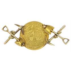 South Africa 1896 1 Pond gold coin mining brooch