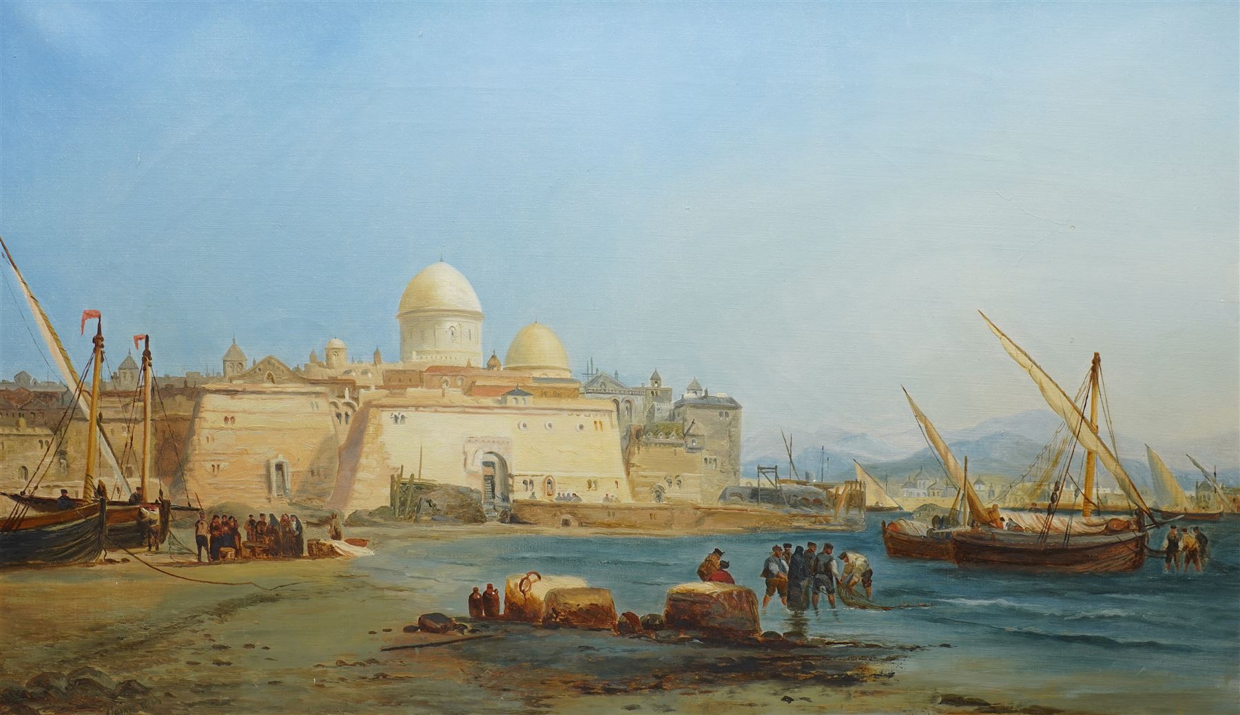 James Webb (British 1825-1895): 'Near Cadiz' - Spain, oil on canvas signed 60cm x 100cm