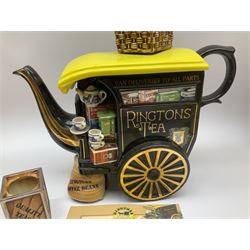 Ringtons novelty teapots, comprising the Ringtons Delivery Van teapot, and the Tea Merchant teapot, both with boxes and certificates of ownership.