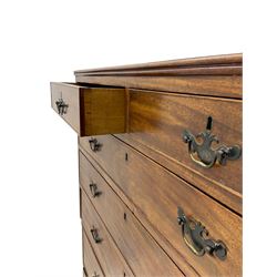 19th century mahogany straight front chest, fitted with two short and five long graduating drawers, in two sections
