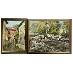 Ken Johnson (British 20th century): The River Esk and Yorkshire Village, two oils on board the latter signed max 35cm x 45cm (2)
