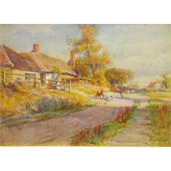  Cottages at 'Newton Mulgrave' Nr. Whitby, watercolour signed by William Gilbert Foster (Staithes Group 1855-1906) original title label varso 27cm x 38cm  