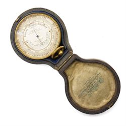 Victorian pocket barometer/altimeter by C.W. Dixey 'Optician to the Queen', brass with sil...
