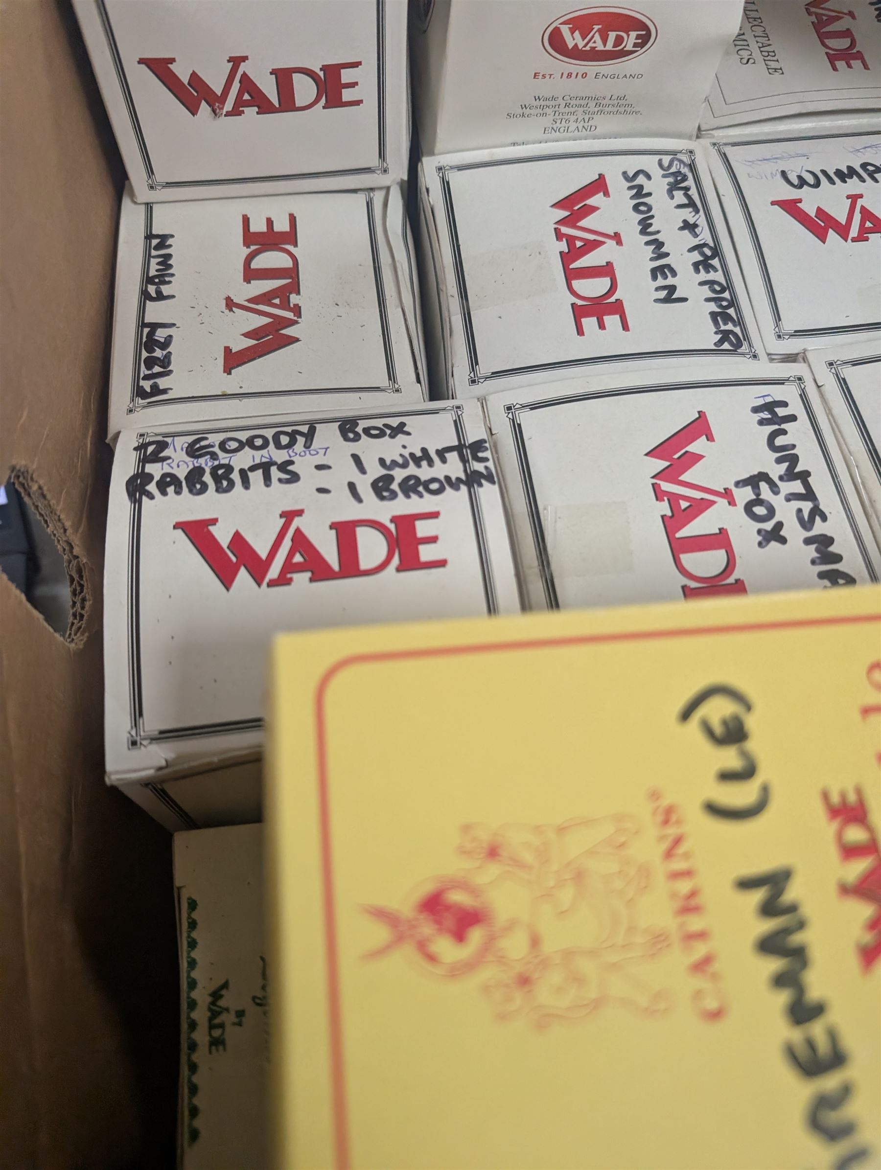 Collection of boxed Wade figures, including Lil Devil, Emily Doll, Wimpy, Huntsman Fox, etc