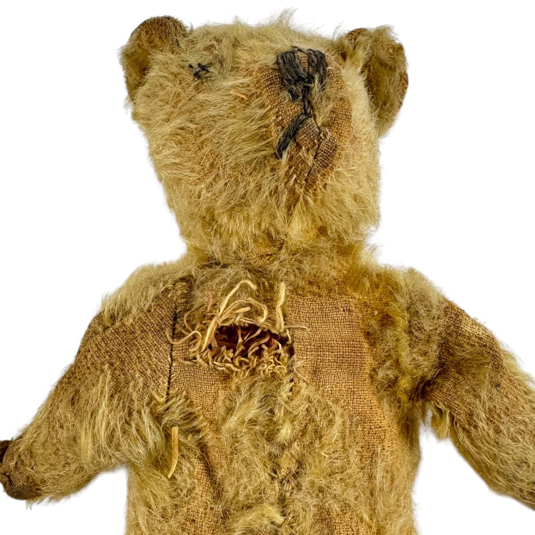 Two early 20th century straw-filled teddy bears