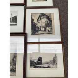 Collection of etchings, artists including Frank Short, Leonard Russell Squirrell, Malcolm Osbourne, Alfred Bentley, Samuel Chamberlain, Sidney Tushingham, Hedley Fitton, etc (16)