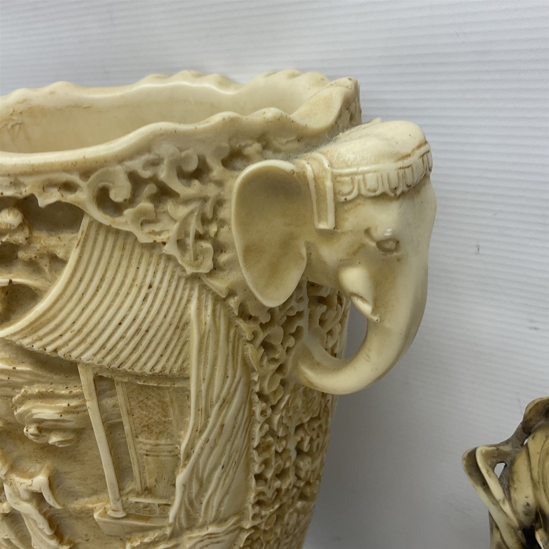 Collection of hardstone and soapstone, including hardstone seal carved temple dogs finial, inscription on base, together with inkwells, vases etc  