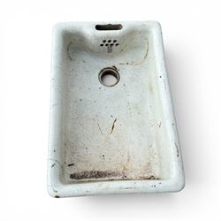 19th century porcelain Belfast sink, raised on two fluted ceramic end supports
