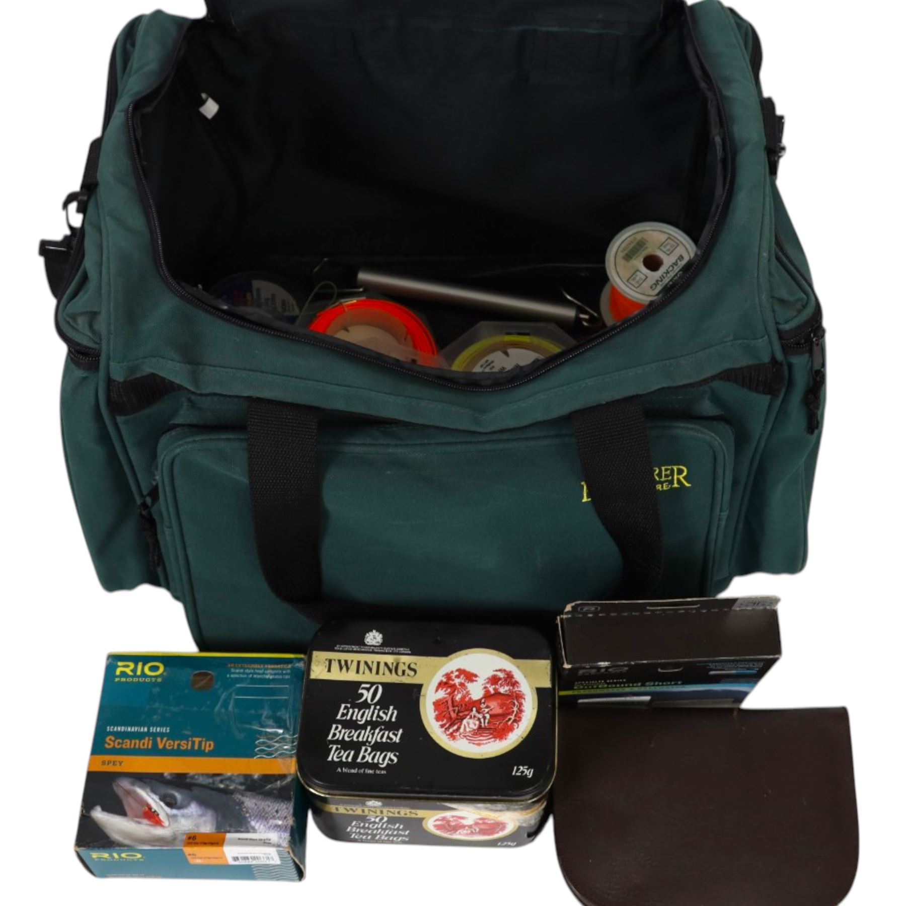 Two Bruce & Walker Expert Series fly fishing reels, collection of fly fishing lures, of various size and design, in nine fly cases and other accessories contained within Airflo, Vision, Explorer fishing bags