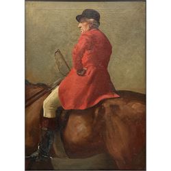 Frederic Whiting (British 1874-1962): Mounted Huntsman, oil on canvas unsigned 75cm x 54cm