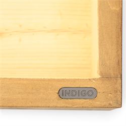 Indigo Furniture - large rustic oak combination chest, three drawers above ten drawers, with blackened pulls, raised on a plinth base