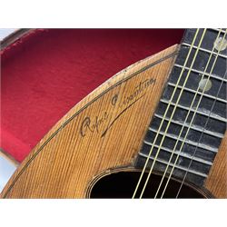 Early 20th century Italian Rafaele Disantino eight-string mandolin with two-piece back and spruce top with stamped Rafaele Disantino signature; bears maker's label L61cm; in wooden carrying case