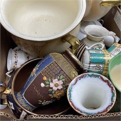 Quantity of Victorian and later ceramics to include Royal Kent 'Golden Glory' pattern tea service, imari pattern bowls, vases, plates etc in two boxes