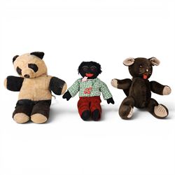 Seven vintage/handmade soft toys, comprising Humpty Dumpty, rabbit, panda, koala, golly and bears