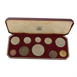Two Queen Elizabeth II 1953 proof ten coin sets, crown to farthing, in original cases, and some further commemorative crowns