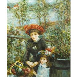 After Pierre-Auguste Renoir (French 1841-1919): 'Two Sisters, oil on canvas unsigned 60cm x 50cm