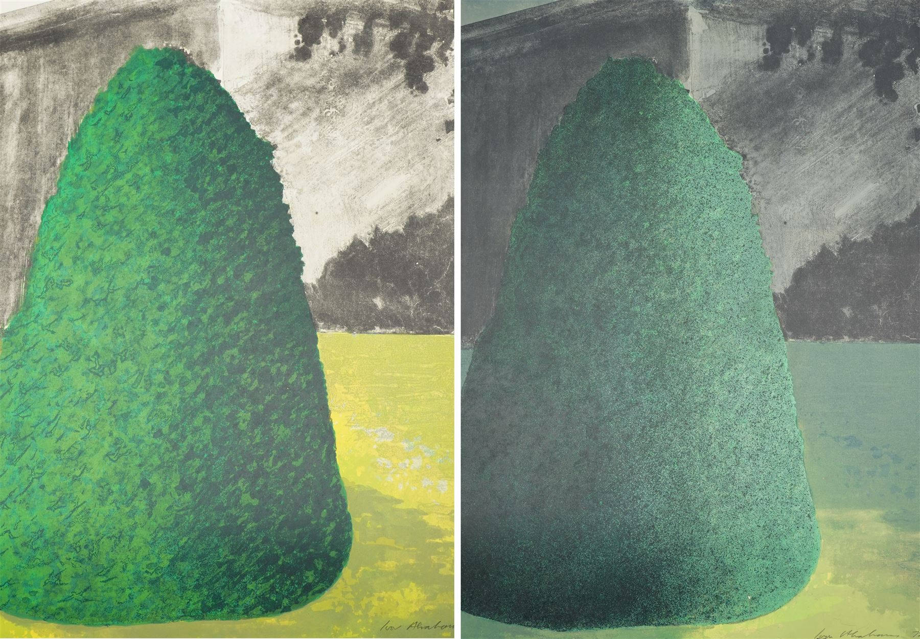 Ivor Abrahams (British 1935-2015): 'Suburban Shrubs I & II', pair lithographs signed dated '72 and numbered AP and 6/30 in pencil 83cm x 62cm (2) (unframed)