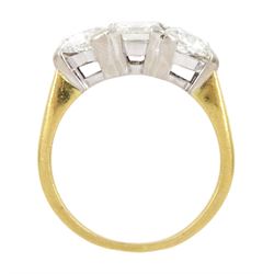 18ct gold three stone emerald cut and trillion cut diamond ring, Birmingham 1998, principal diamond approx 1.15 carat, each trillion cut diamond approx 0.80 carat, total diamond weight approx 2.75 carat