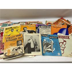 Collection of sheet music, many with attractive pictorial covers, to include The Rolling Stones It's All Over Now, Funny Girl, Living Doll Serious Charge Cliff Richard, Burbeck, Mary Poppins, Sugar, Sugar by The Archies, The Sound Of Music, I Taut I Taw A Puddy-Tat, Dear Miss Phoebe, etc, other musical sheet music and books etc