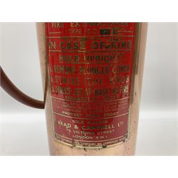 Large copper ‘Waterloo’ fire extinguisher by Read and Campbell Ltd and another Safex example 
