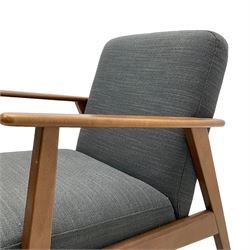 IKEA - pair of 'EKENÄSET' hardwood framed easy chairs, upholstered in grey fabric