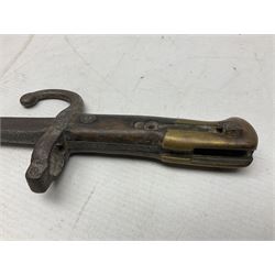 Five 19th century bayonets in relic condition without scabbards comprising British Pattern 1876 socket bayonet with Indian markings; French Model 1874 epee bayonet; and three French Model 1866 sabre bayonets (5)