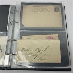 Postal history, including imperf penny reds on covers or entires, mourning cover, Cape of Good Hope overprinted postal stationary, pre-stamp items etc, housed in a ring binder folder