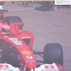 Collection of sporting related prints, some signed, some with printed signatures, including Pele and Michael Schumacher