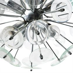 Sputnik chandelier, with glass disc decoration, drop 45cm 