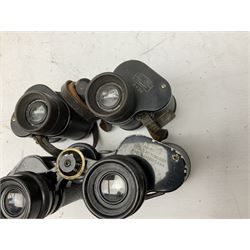 Twelve pairs of binoculars to include BWCF 7x35 Extra Wide Angle, Carl Zeiss Jena Delturis 8x24, Carl Zeiss Jena Jenoptem 8x30W, Chinon Countryman 10x50,  Ajax 8x30, Regent 16x50, etc,  some with cases