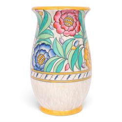 Charlotte Rhead for Crown Ducal - two jugs and a vase, decorated in the Persian Rose pattern, largest H27cm
