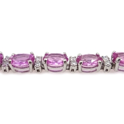  18ct white gold pink sapphire and diamond bracelet, sapphires approx 18 carat, diamonds approx 1.3 carat   
