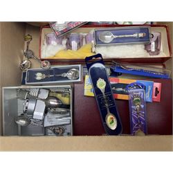 Collection of souvenir spoons, together with lighters and other collectables 