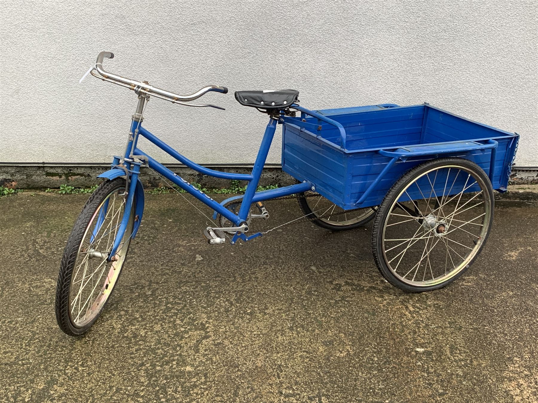 *'Forever' blue finish cargo tricycle, single speed, trailer size - 56cm x 75cm, H23cm