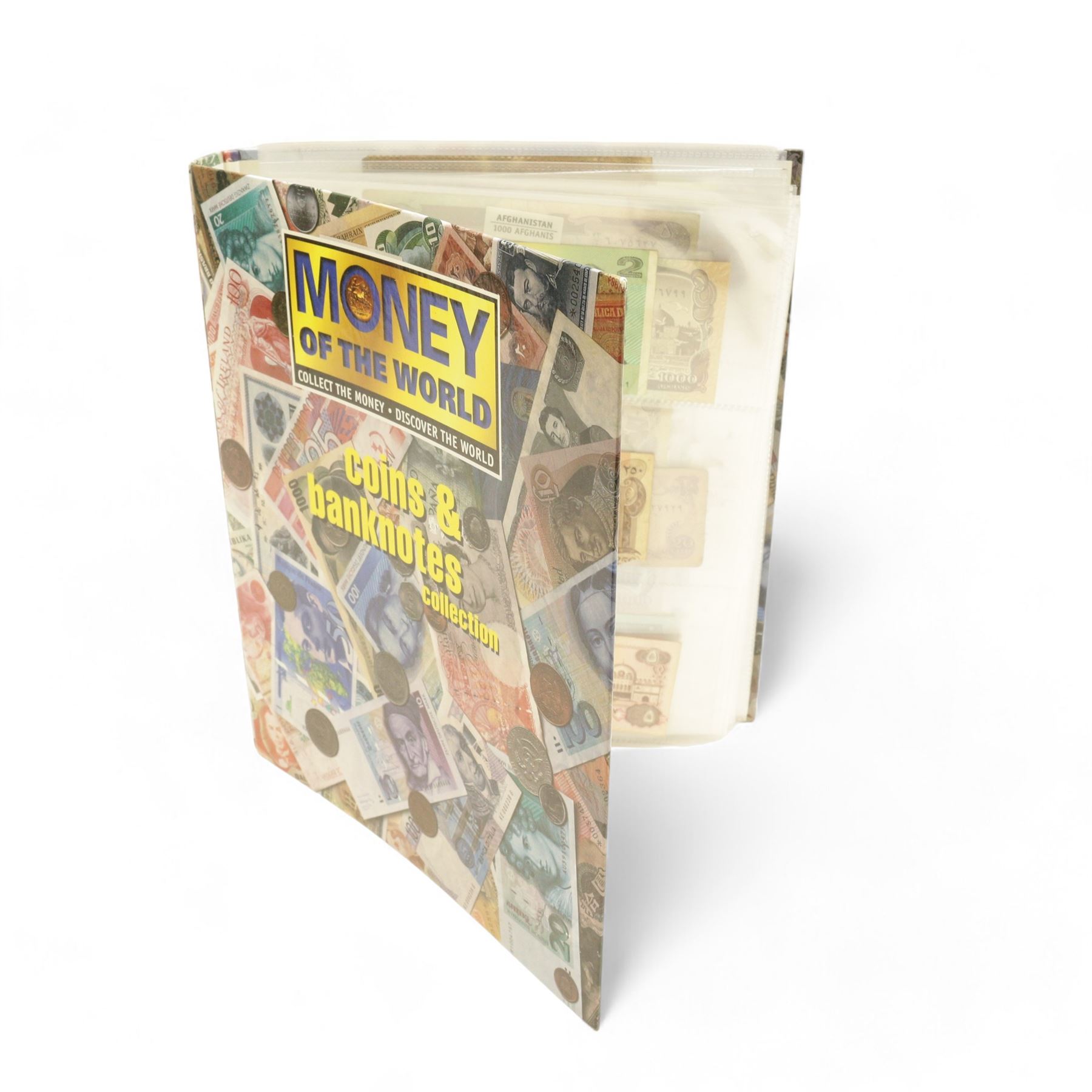 World banknotes, including Afghanistan, Australia, Morocco, Cyprus, Egypt, France pre-Euro, India etc, housed in a ring binder folder