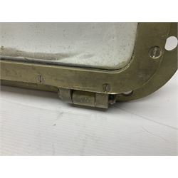 Rectangular brass porthole with hinged window, H46cm, L66cm