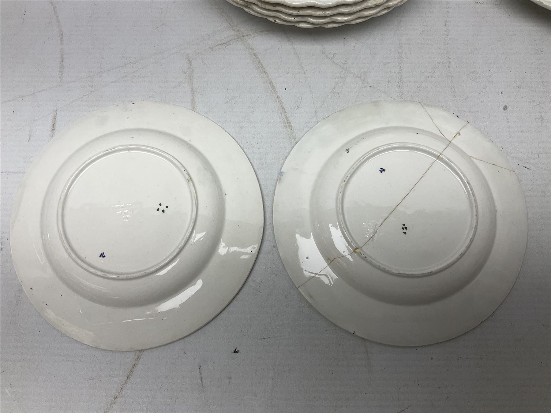 Collection of 19th century William Smith & Co nursery plates, to include examples decorated in the pastime series, and similar, all with moulded floral borders