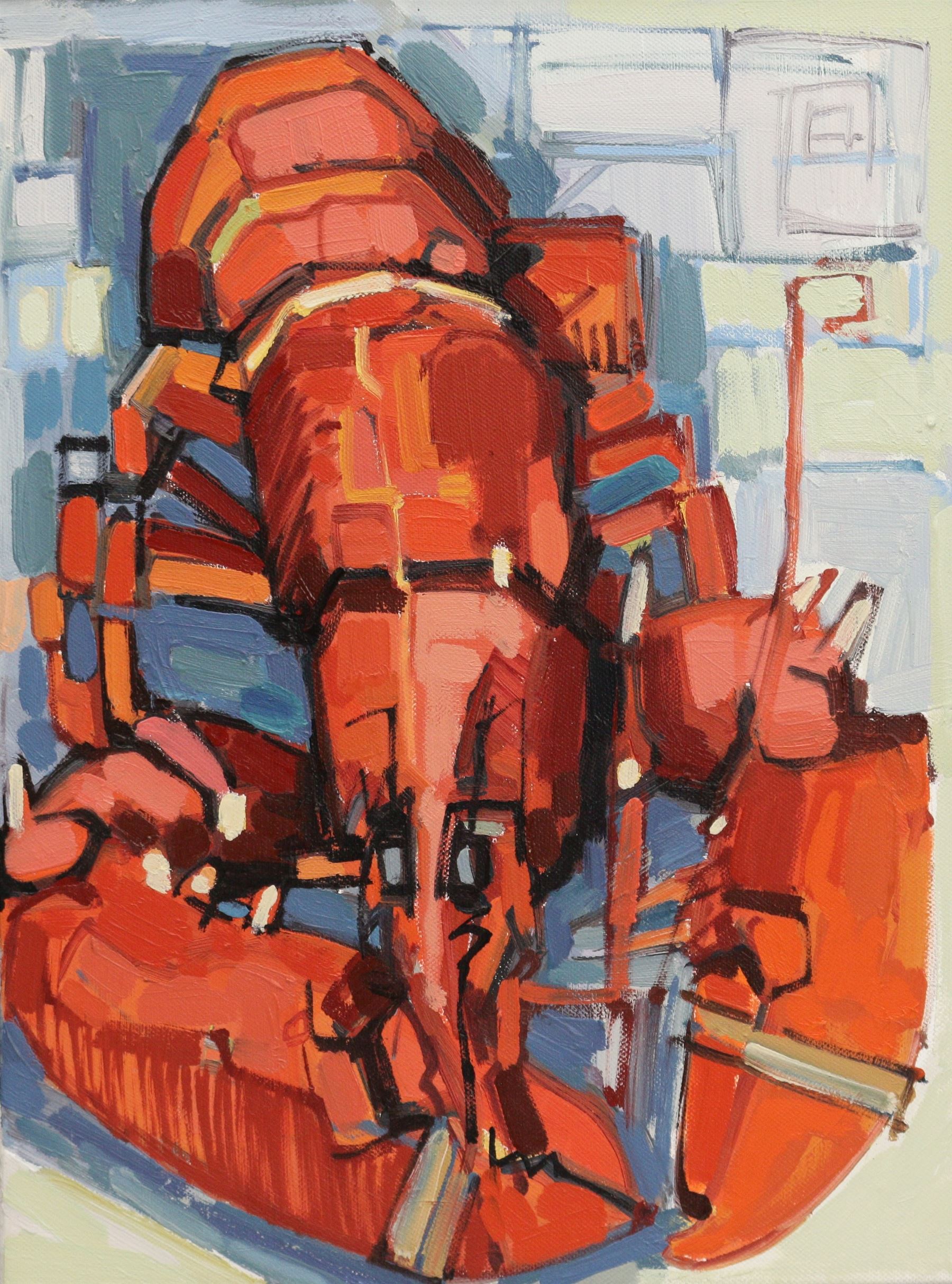 Ian Burke (Yorkshire 1955-): 'Potboiler' Lobster, oil on canvas signed titled and dated 2010 verso 40cm x 30cm
Notes: with 'The Boat Show' exhibition catalogue