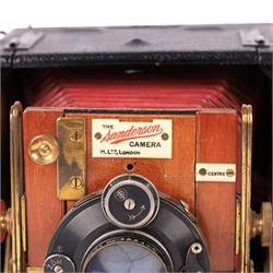 The Sanderson Camera, mahogany and brass plate camera, featuring ivorine name plaques, with Compur DRG DRGM lens, serial no. 258646