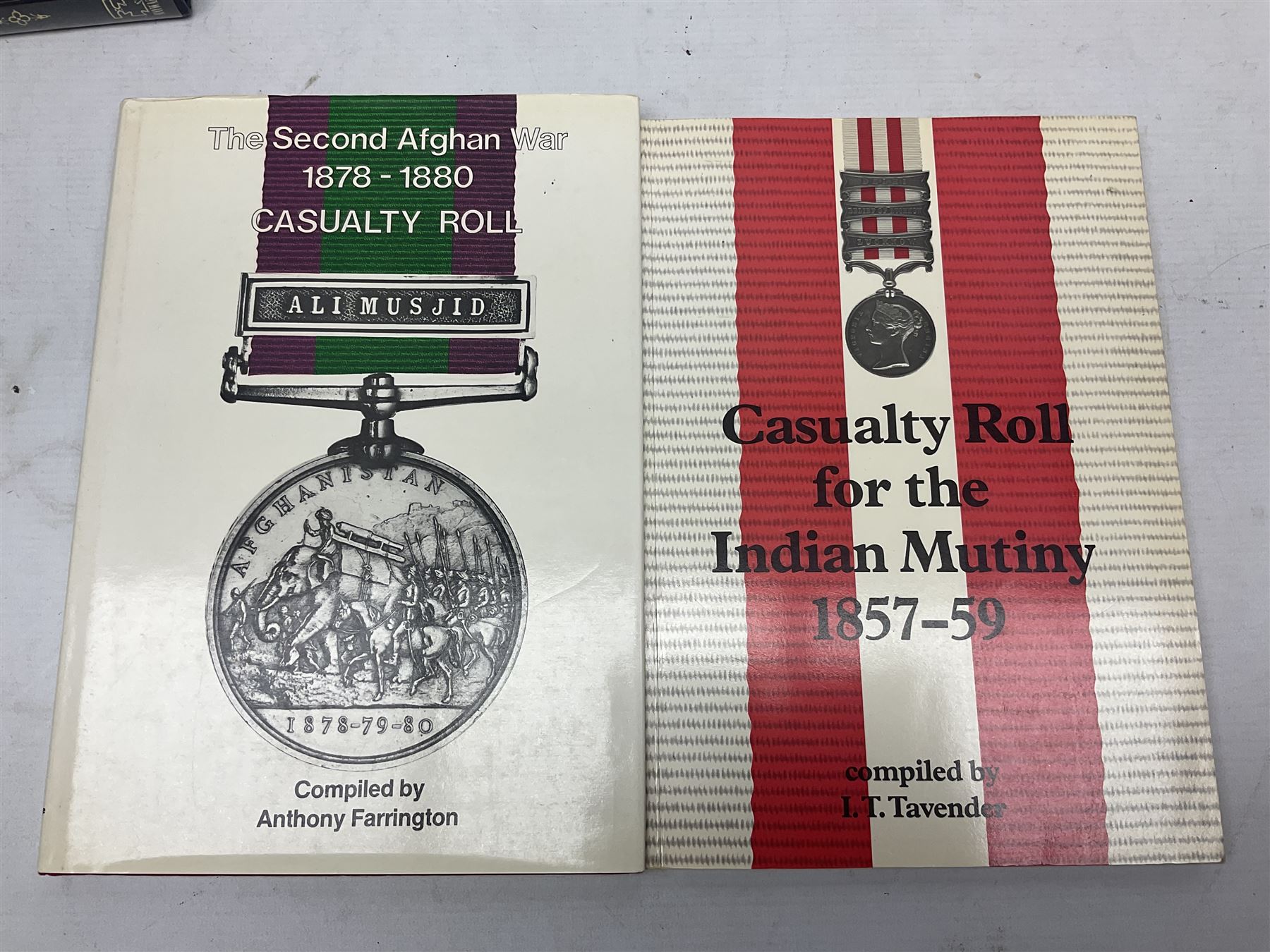 Six medal reference books comprising four Casualty Roll books for Crimea 1854-55, Indian Mutiny 1857-59, Zulu and Basuto Wars South Africa 1877-79 and Second Afghan War 1878-80; WW1 New Zealand Expeditionary Force Roll of Honour; and Lincolnshire Regiment Soldiers Died in the Great War 1914-19 (6)
