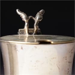 Pair of late Victorian small silver mustard or preserve pots with gilded interiors of baluster form H6cm London 1899 Maker Stokes & Ireland Ltd (2)