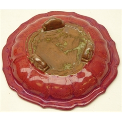  Chinese 'Jun' footed bowl with lotus lobed rim, D23cm   