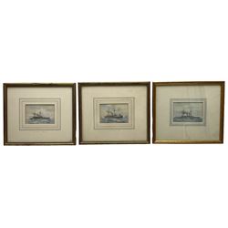 W J Sutton (British 19th/20th Century): 'HMS - Ocean, Colossus, Barfleur, Rosalind, Bulwark', set of five watercolours signed, two titled on mount the others inscribed verso 8cm x 12cm (5)